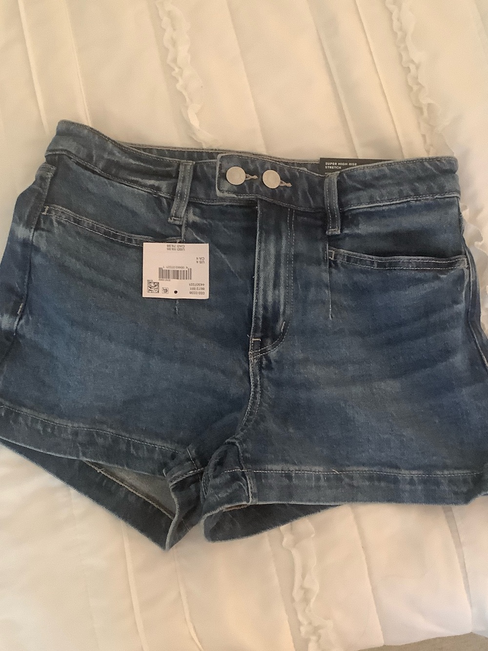 American Eagle Outfitters Dark Blue High-Rise Denim Shorts